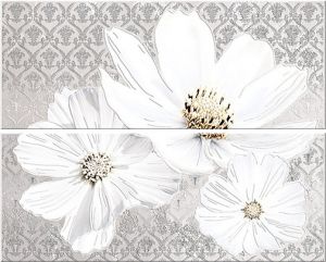 Азори. Панно  Sfumato Grey Floret (из 2 плиток) 40,2х50,5 ― KeramikPRO.ru Интернет магазин